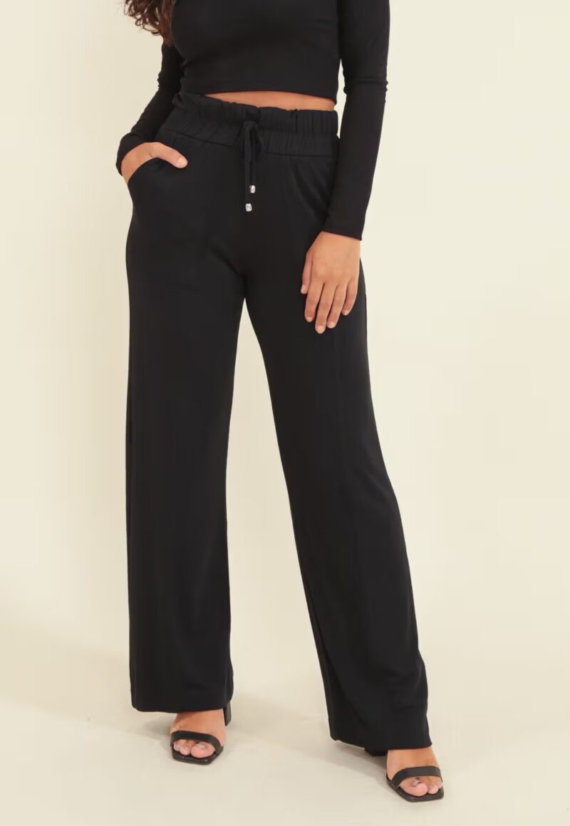 CALÇA MOLETINHO WIDE LEG BOLSO
