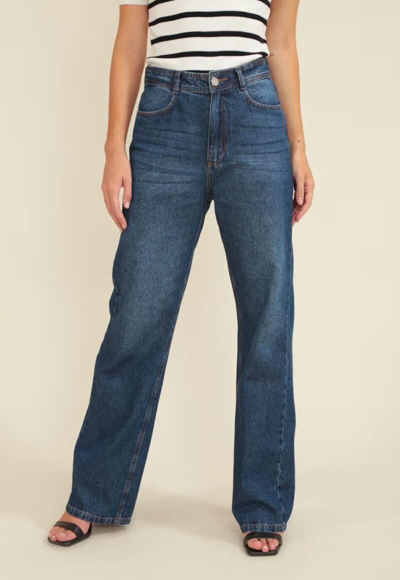CALÇA JEANS RETA AZUL ESCURO