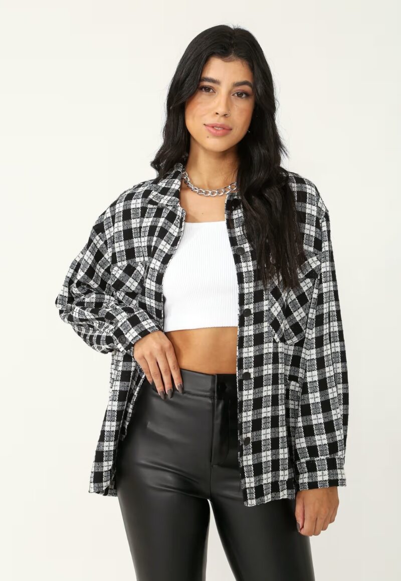 OVERSHIRT TWEED BOLSO FRENTE MANGA LONGA
